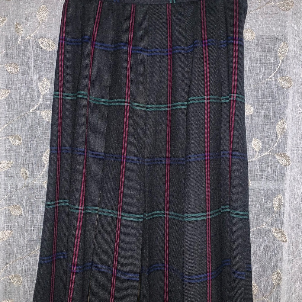 Talbots Blue and Green Maxi A-Line Pleated Skirt